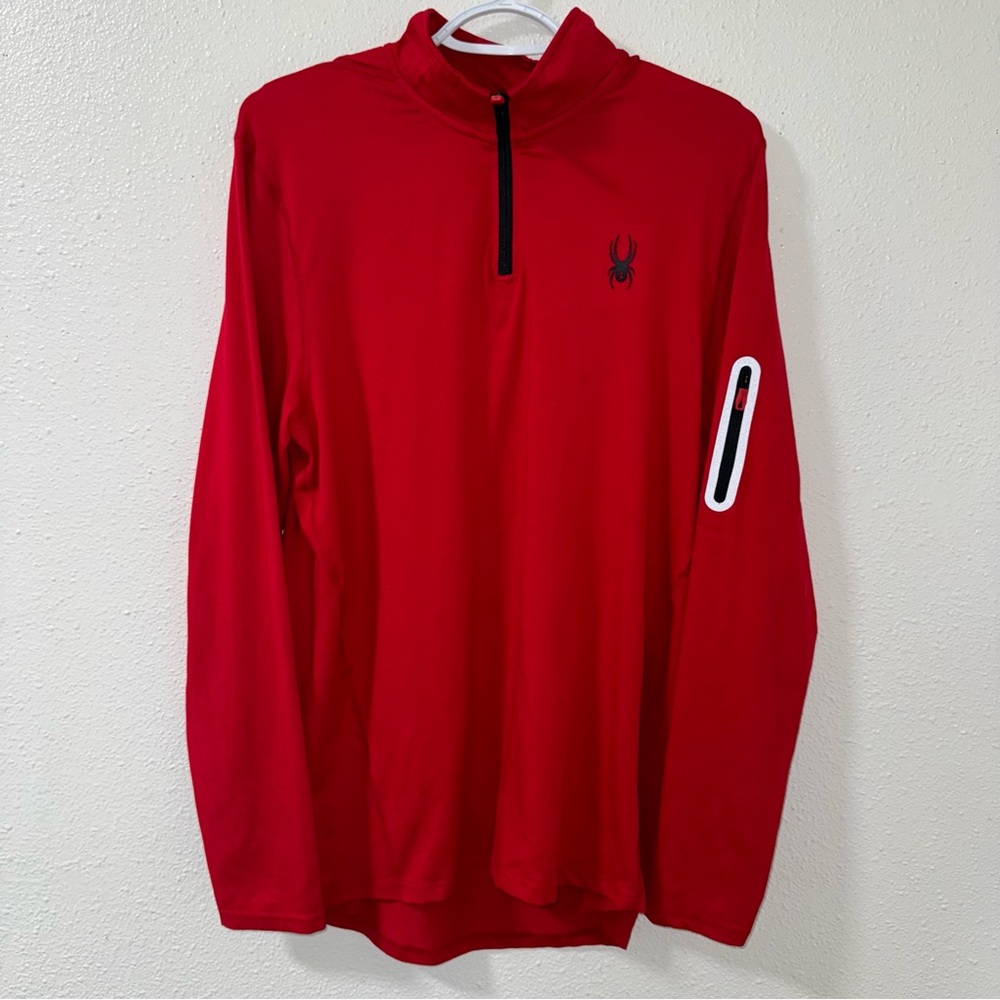Spyder Active Men’s Red long sleeve Pullover 1/4 Zip Medium